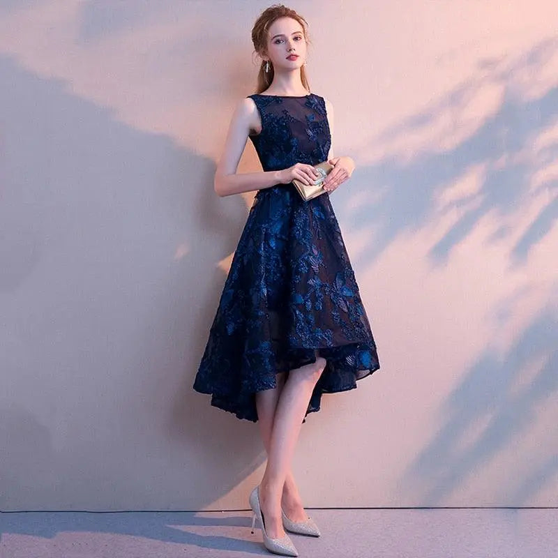 Sleeveless High Low Prom Dress with Elegant Simplicity