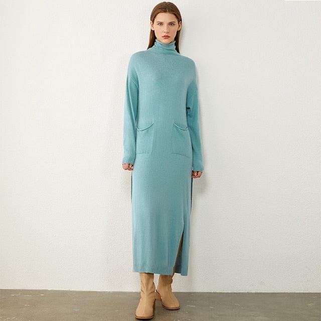 Women Minimalism Autumn Fashion Sweater Dress green / S Women Minimalism Autumn Fashion Sweater Dress green / S