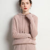 Autumn and Winter Women's Cashmere Hooded Sweater Suit with Cashmere Pants