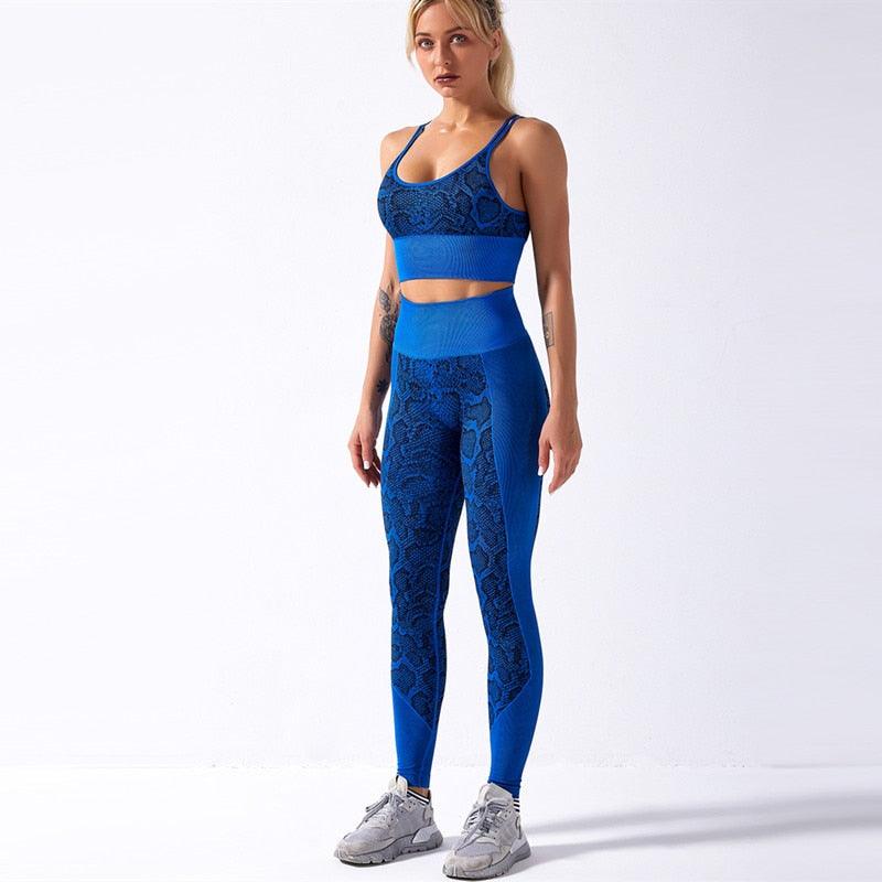 Seamless Yoga Sets Sleeveless Crop Top Sports Bra + Tights Leggings