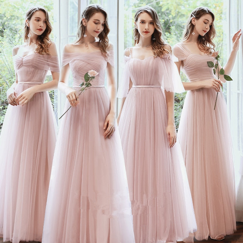 Mismatched Dusty Pink Bridesmaid Dresses  Dusty pink bridesmaid dresses,  Blush pink bridesmaid dresses, Pink bridesmaid dresses long