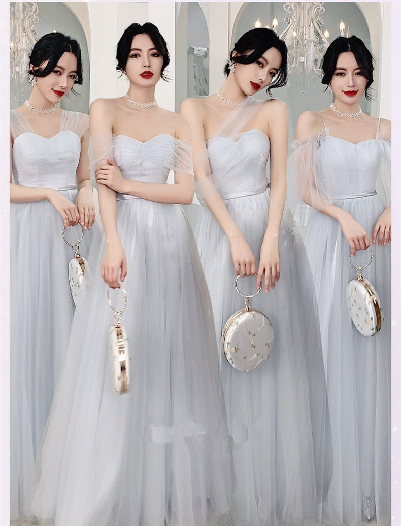 Long Mismatched Elegant Bridesmaid Dresses