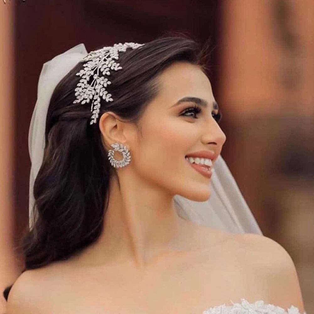 Crystal Leaf Hair Band - Fashion Bride Headband - HER SHOP