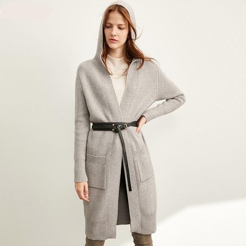 Women Fashion New Loose Hat Long Knitted Minimalism Lazy Sweater Coat - HER SHOP