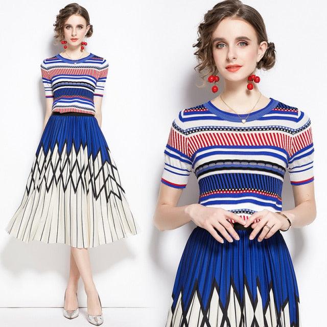 Women Runway Design Fashion Knit Set Suit - HER SHOP