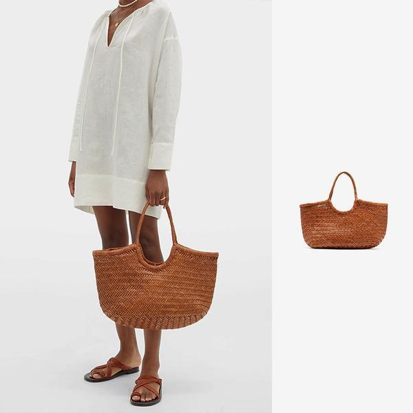 Hand-woven 100% Genuine Leather Vintage Shopping Bag - HER SHOP