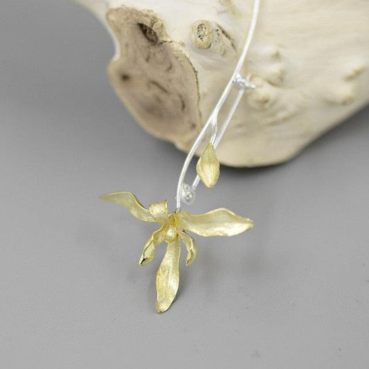 Elegant 925 Sterling Silver Orchid Flower Brooch Pin - A Perfect Gift for Women - HER SHOP