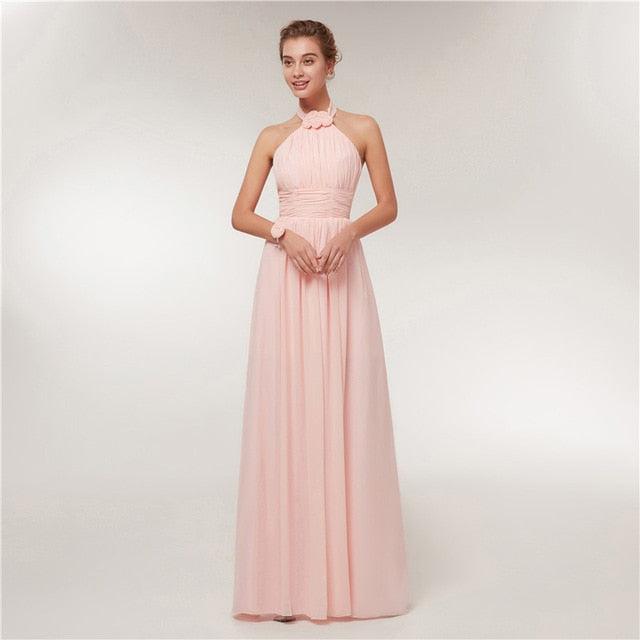 Long Chiffon Blush Pink Bridesmaid Dresses Pink-F-Sweet heart / 4 Long Chiffon Blush Pink Bridesmaid Dresses Pink-F-Sweet heart / 4