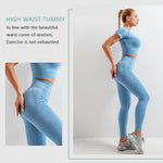 Seamless Women Yoga Sets / Gym Suits Long Sleeve Fitness Crop + Top High Waist Leggings