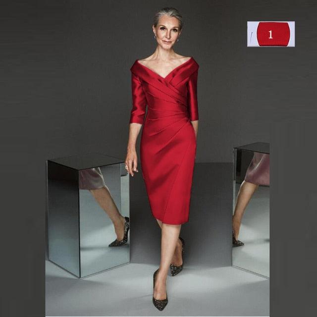 Modern Lilac Satin Mother of Groom/Bride Sheath Dress