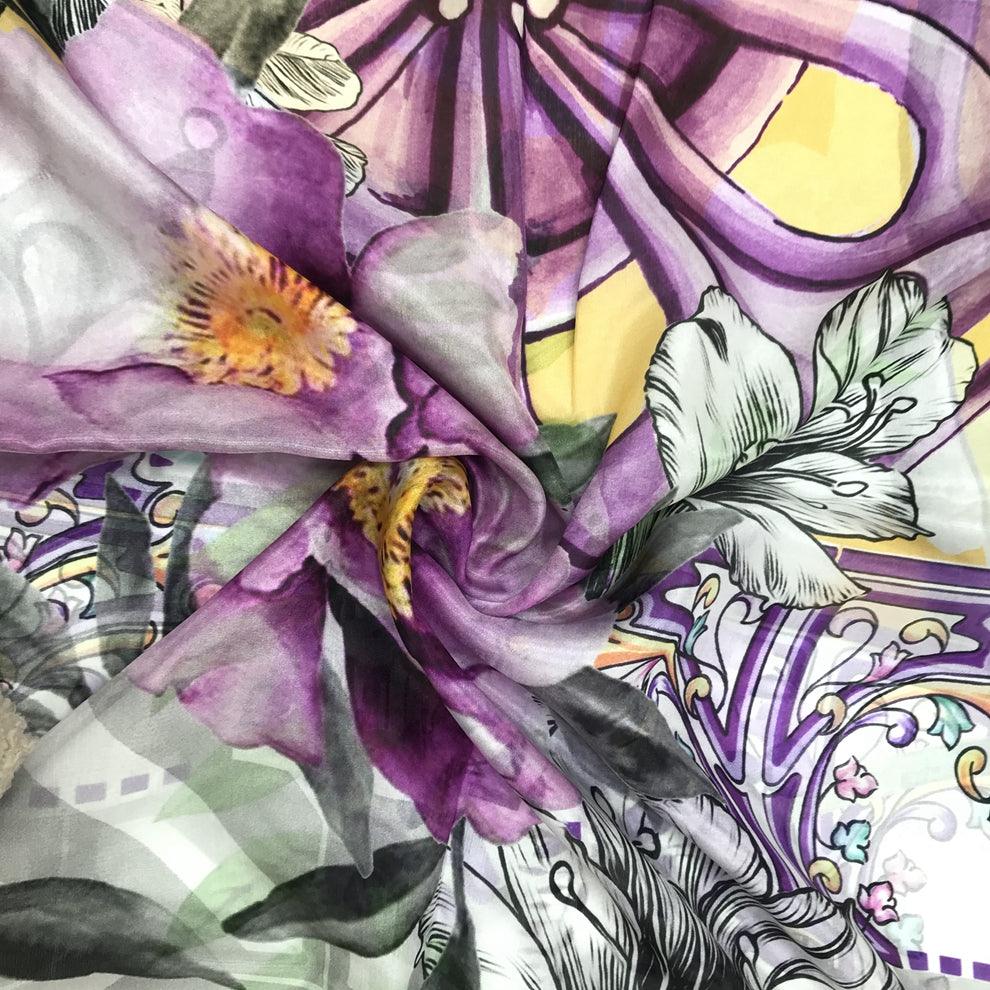 Luxury 100% Silk Flower Scarves