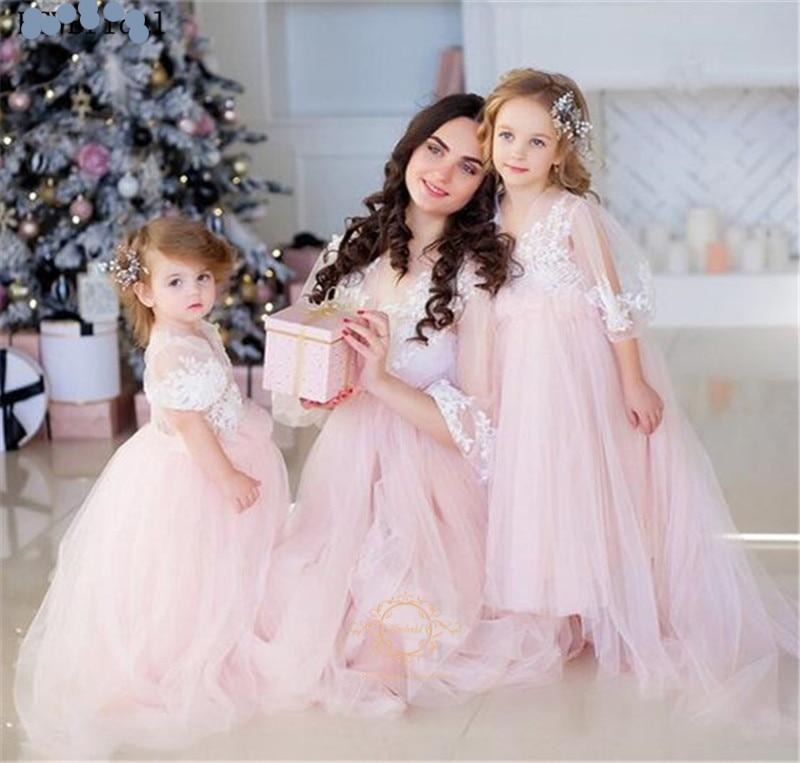 Pink Mother And Daughter Dresses