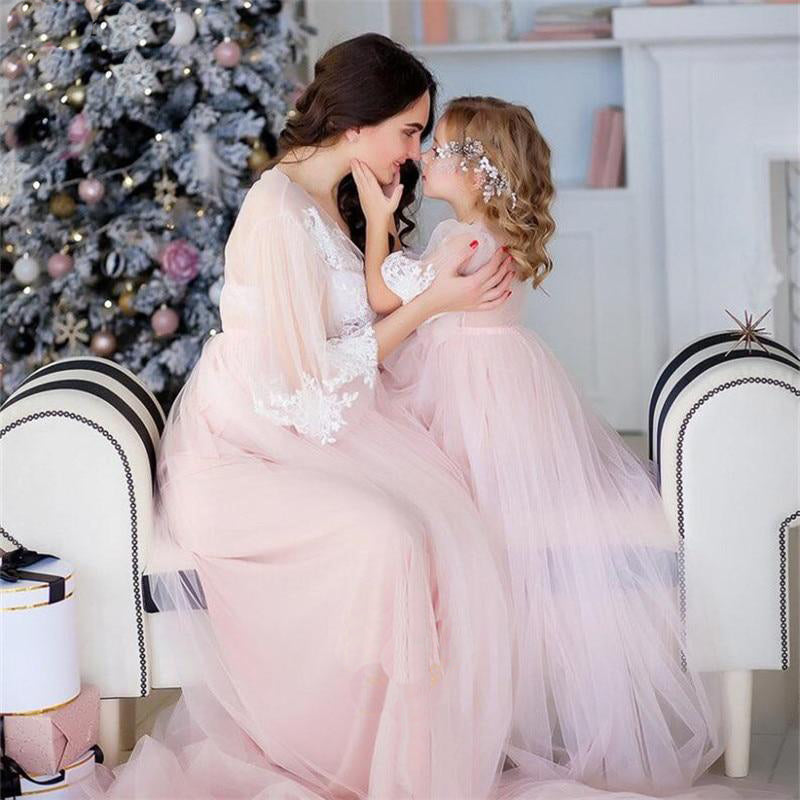 Pink Mother And Daughter Dresses