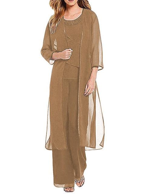 Custom Made Mother of Bride Dresses with Stylish Jacket Brown / 8 Custom Made Mother of Bride Dresses with Stylish Jacket Brown / 8