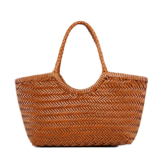Hand-woven 100% Genuine Leather Vintage Shopping Bag - HER SHOP