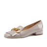 Genuine Leather Low Heels Designer Shoes for Women Gray / 7