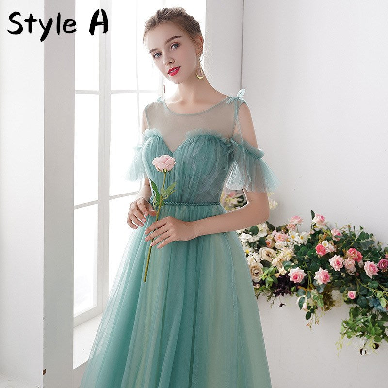 Knee Length O Neck Green Appliques Lace Shorter Sleeve A-line Bridesmaid Dresses