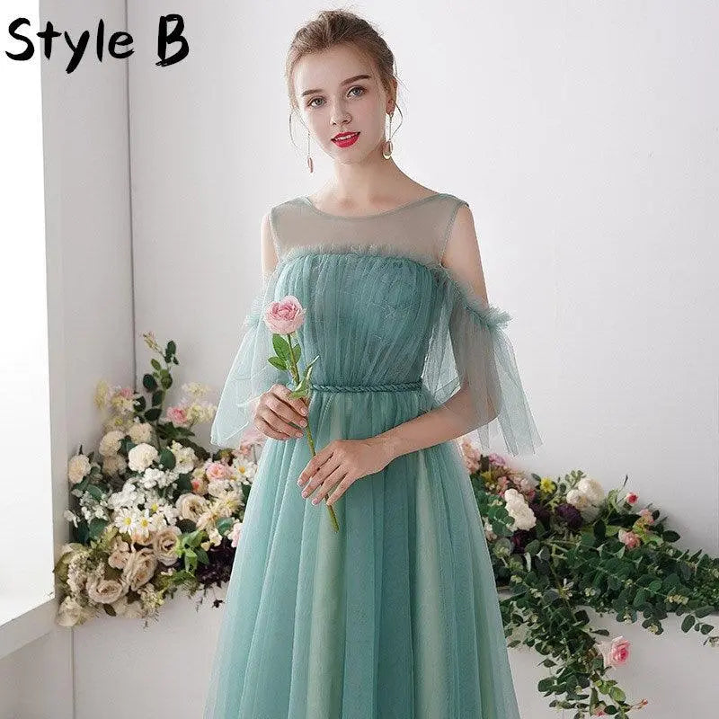 Knee Length O Neck Green Appliques Lace Shorter Sleeve A-line Style B / 10