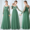 Fresh Light Green Soft Tullie Lace Appliques Beading Floor-length Formal Gown