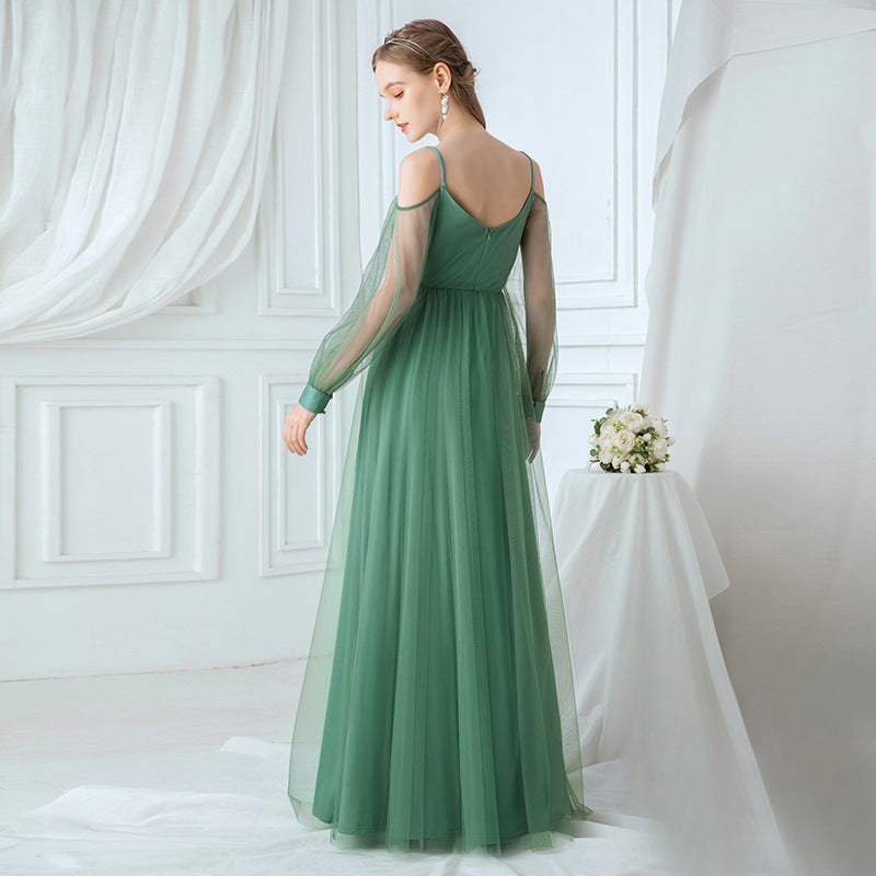 Fresh Light Green Soft Tullie Lace Appliques Beading Floor-length Formal  Gown