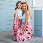 Mother Daughter Matching Floral Long Dresses