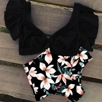 High Waist Ruffled Floral Sexy Flounce Bikini Set