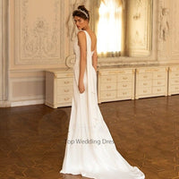 Boho Vintage One Shoulder Sequins High Side Split Simple Beach A-Line Bride Gown