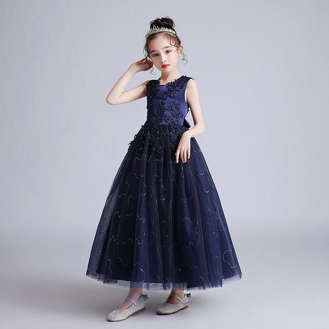 Girls Princess Sleeveless Flower Birthday / Wedding Party Banquet Long Dress