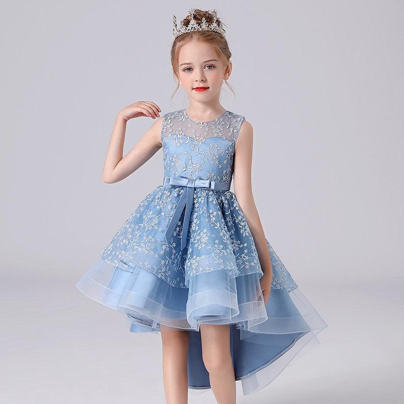Elegant Princess Sleeveless Lace Embroidery Girls Dress - HER SHOP