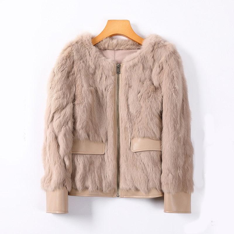 Women Winter Real Rabbit Fur Coat