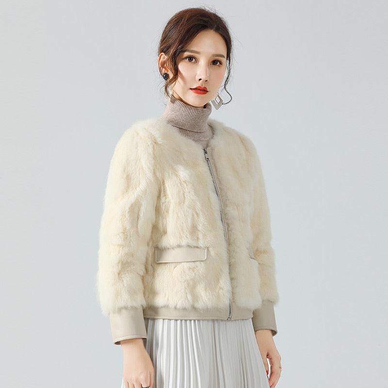 Women Winter Real Rabbit Fur Coat