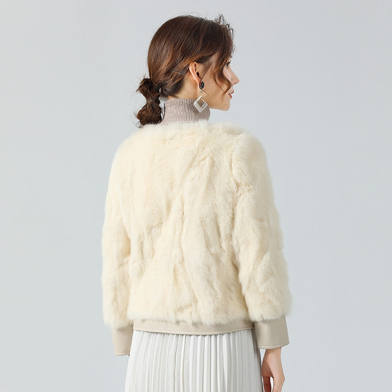 Women Winter Real Rabbit Fur Coat