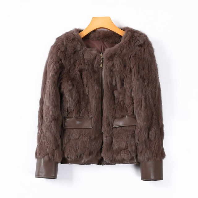 Women Winter Real Rabbit Fur Coat