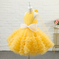 Yellow Baby Girl Puffy Dresses with Bow