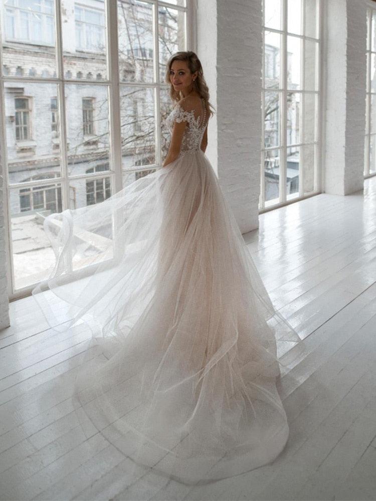 beaded lace applique for wedding dress H0964