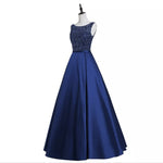 Elegant Evening Dresses O Neck Sleeveless Backless Empire A-Line Party Gown Beaded Sequins