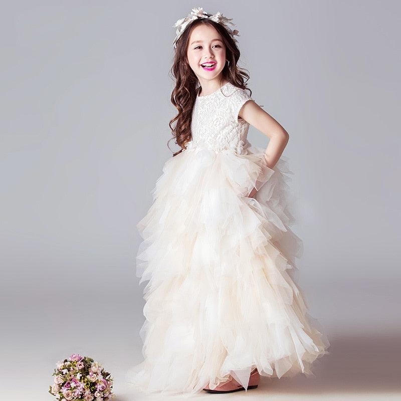 Girls Party Tulle Long  Ball Gowns - HER SHOP