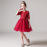 Half Sleeves Flower Girls Party Dresses