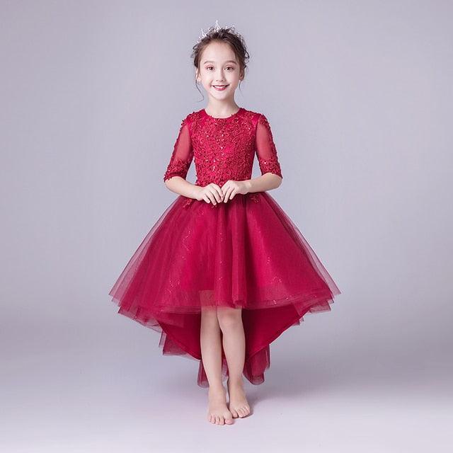 Half Sleeves Flower Girls Party Dresses