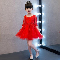 Half Sleeves Flower Girls Party Dresses