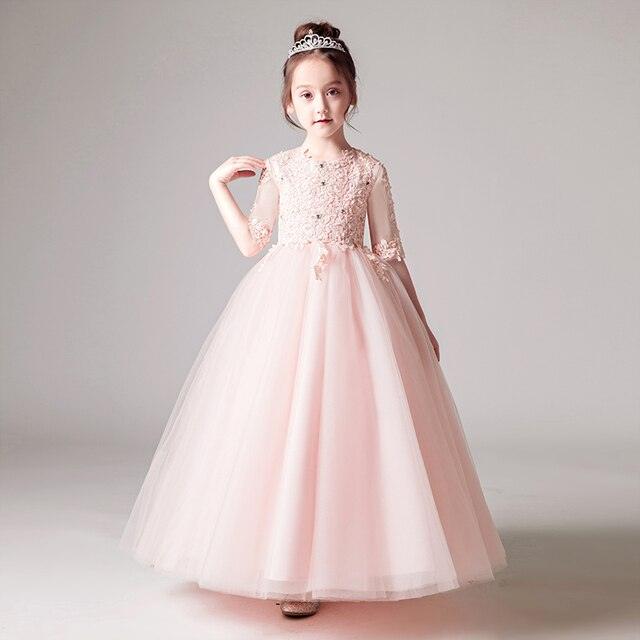 Half Sleeves Flower Girls Party Dresses