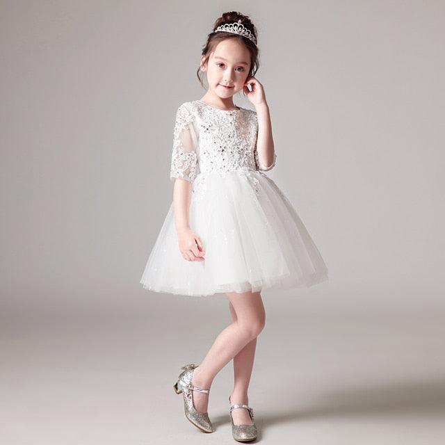 Half Sleeves Flower Girls Party Dresses