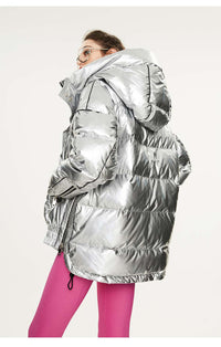 Winter New Laser Bright And Thickened Loose Down Jacket