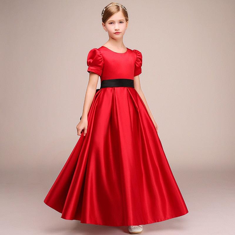 Satin Vintage Flower Girl Dresses / Communion / Birthday Party Dress