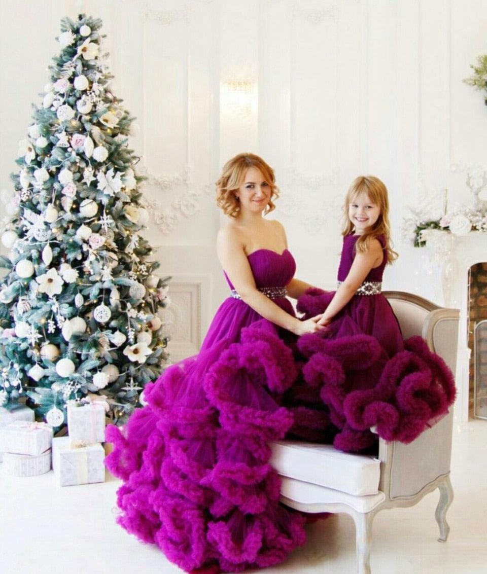 Purple Mother-Daughter Prom Dresses HER SHOP Purple Mother-Daughter Prom Dresses HER SHOP