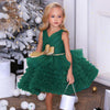 Puffy Glitter Green Sleeveless Girls Princess Dress