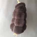 Winter Natural Real Fox Fur Coat For Women with Stand Collar