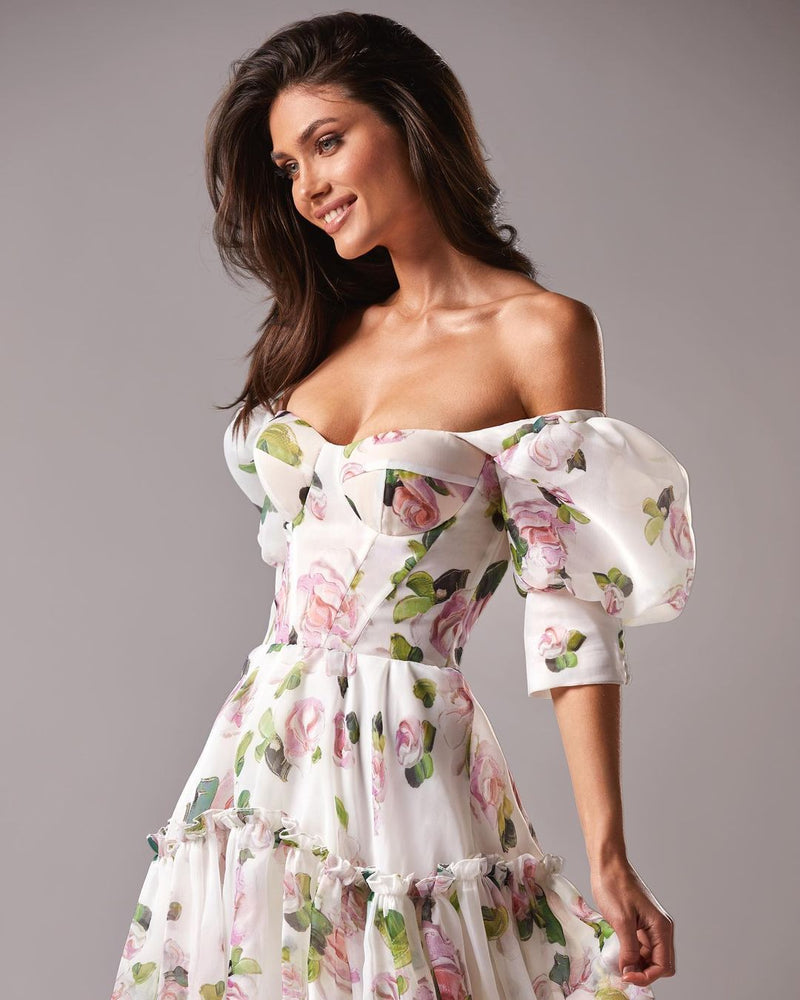 Graceful Off Shouder Short Sleeves Nightgowns