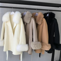 Autumn and Winter Double Face High End Real Fur Cashmere Wool Coat