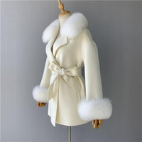 Autumn and Winter Double Face High End Real Fur Cashmere Wool Coat